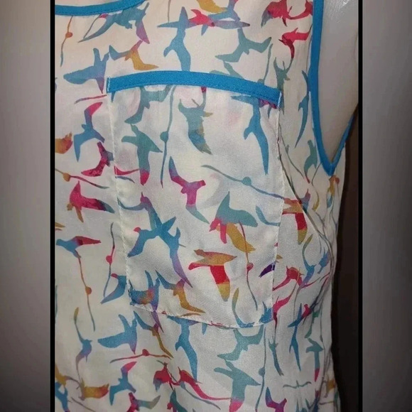Pink Martini Bird Pattern Sleeveless Tank Top Size XS - Picture 4 of 8